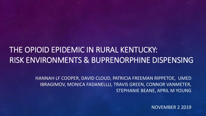 ris isk environments buprenorphine dis ispensing