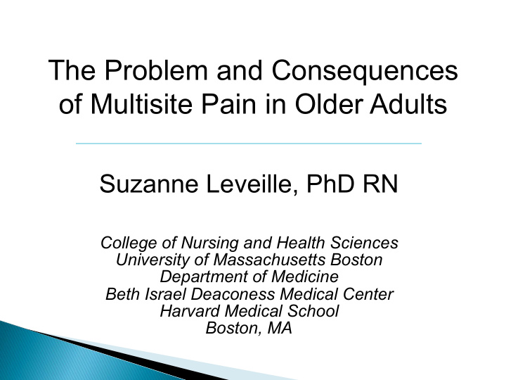 the problem and consequences of multisite pain in older