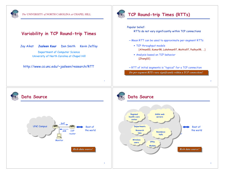 tcp round trip times rtts rtts tcp round trip times