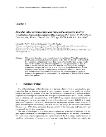 Chapter 5  Singular value decomposition and principal component analysis In A Practical Approach to