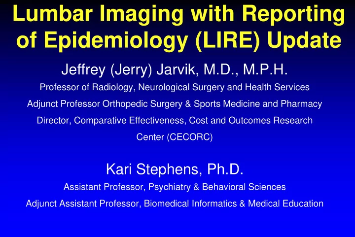 of epidemiology lire update