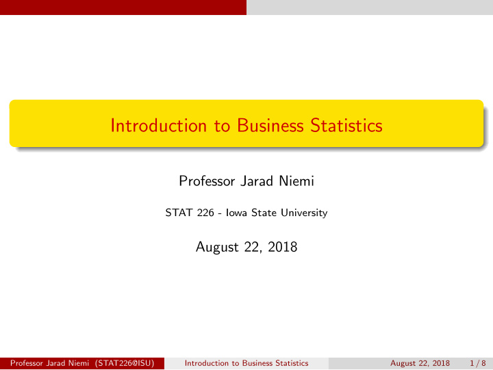 introduction to business statistics