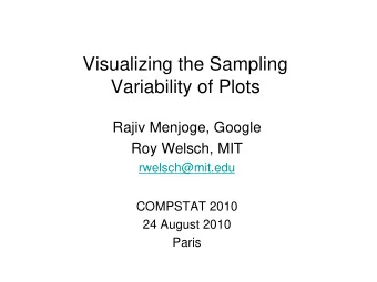Visualizing the Sampling  Variability of Plots  Rajiv Menjoge, Google  Roy Welsch, MIT