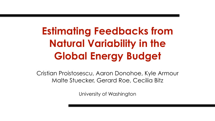 estimating feedbacks from natural variability in the