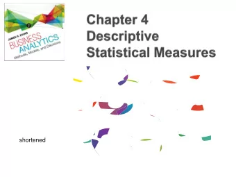 shortened  Notation  Measures of Location  Measures of Dispersion  Standardization