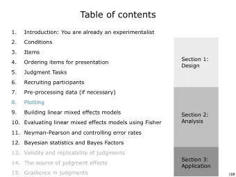 Table of contents  1.  Introduction: You are already an experimentalist  2.  Conditions  3.  Items