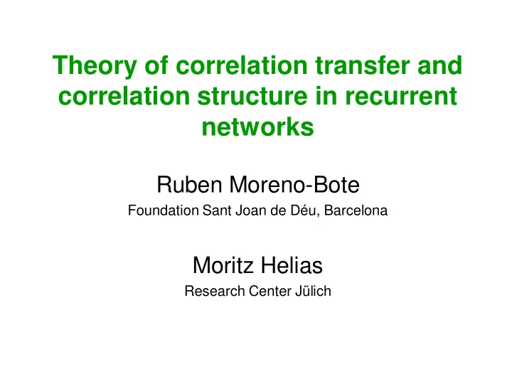 theory of correlation transfer and correlation structure