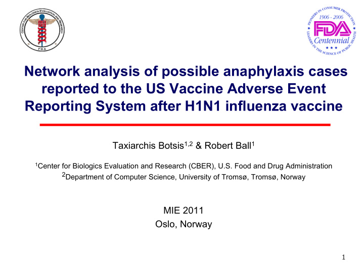 network analysis of possible anaphylaxis cases reported