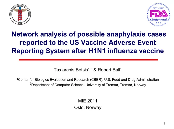 network analysis of possible anaphylaxis cases reported