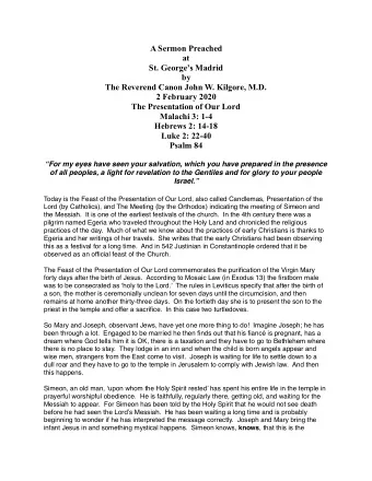 A Sermon Preached  at  St. Georges Madrid  by  The Reverend Canon John W. Kilgore, M.D.  2