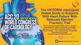 The VICTORIA (Vericiguat  Global Study in Subjects  With Heart Failure With  Reduced Ejection