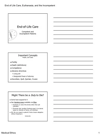 End-of-Life Care  Competent and  Incompetent Patients  Important Concepts  People, and Cases