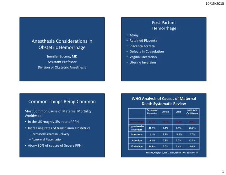 anesthesia considerations in