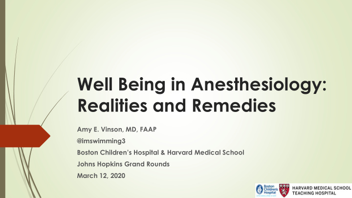 well being in anesthesiology realities and remedies