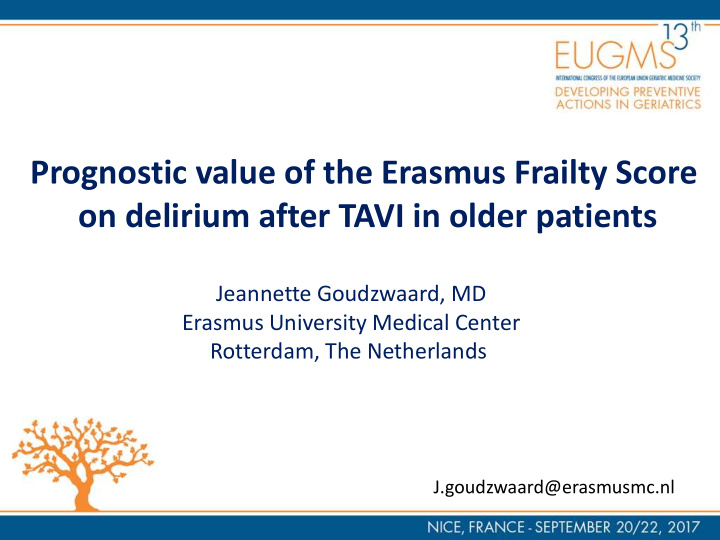 prognostic value of the erasmus frailty score