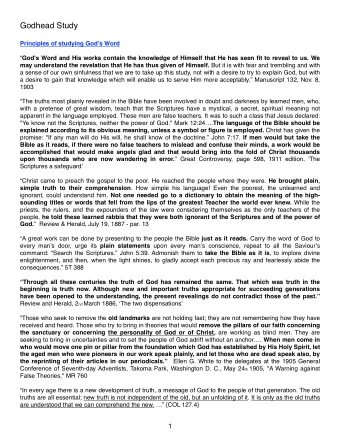 Godhead Study  Principles of studying Gods Word  God's Word and His works contain the