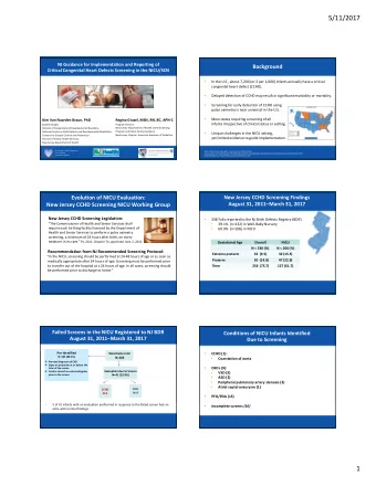 5/11/2017 NJ Guidance for Implementation and Reporting of Background Critical Congenital Heart