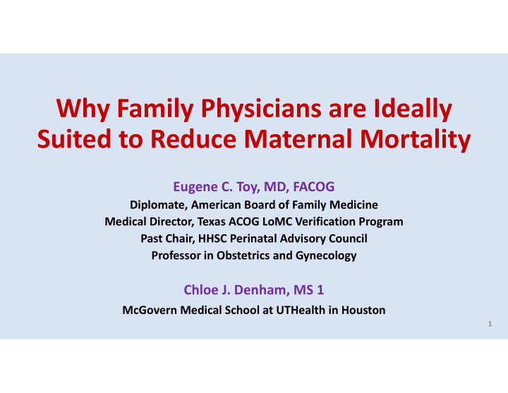 why family physicians are ideally suited to reduce