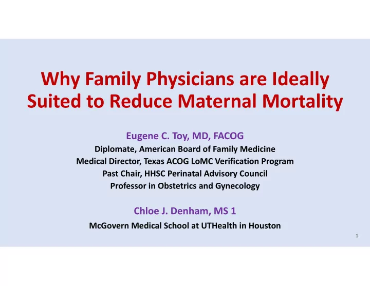 why family physicians are ideally suited to reduce