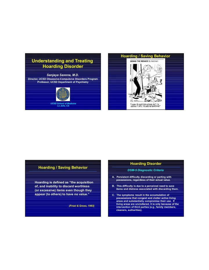 understanding and treating hoarding disorder