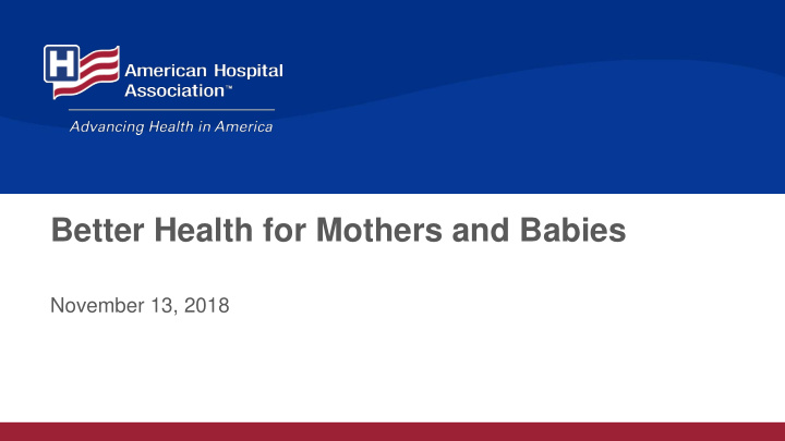 better health for mothers and babies