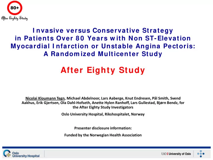 after eighty study