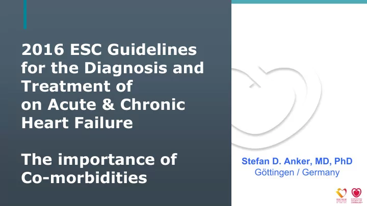 2016 esc guidelines for the diagnosis and treatment of on