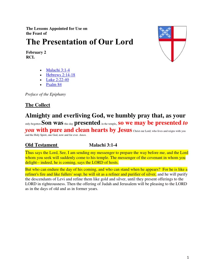 the presentation of our lord