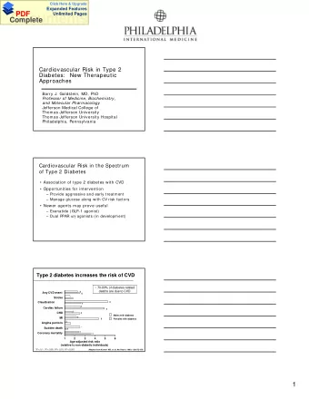 Documents  Complete  Cardiovascular Risk in Type 2  Diabetes:   New Therapeutic  Approaches  Barry