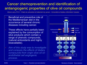 Cancer chemoprevention and identification of  antiangiogenic properties of olive oil compounds