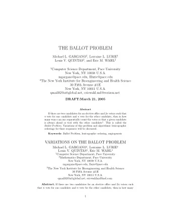 THE BALLOT PROBLEM Michael L. GARGANO 1 , Lorraine L. LURIE 1 Louis V. QUINTAS 2 , and Eric M. WAHL