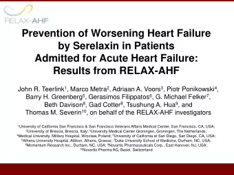 Prevention of Worsening Heart Failure  by Serelaxin in Patients  Admitted for Acute Heart Failure: