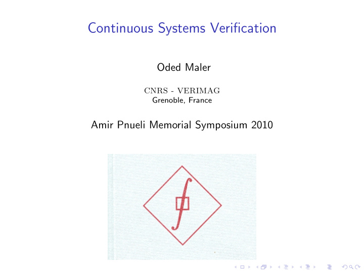 continuous systems verification