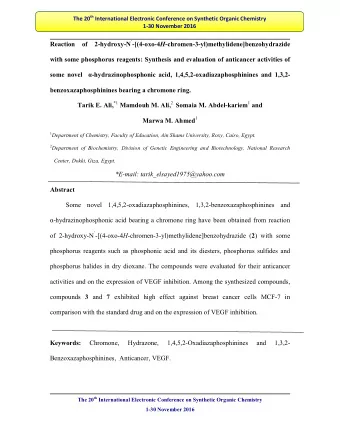 Reaction of 2hydroxyN ` [(4oxo4  chromen3yl)methylidene]benzohydrazide