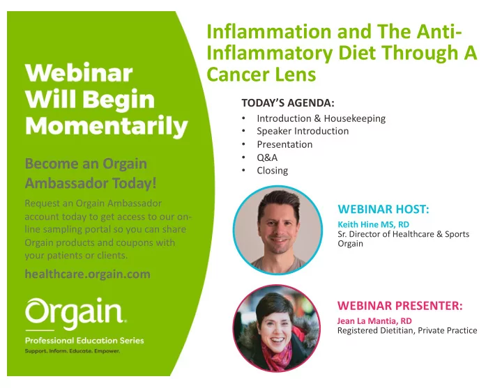 inflammation and the anti inflammatory diet through a