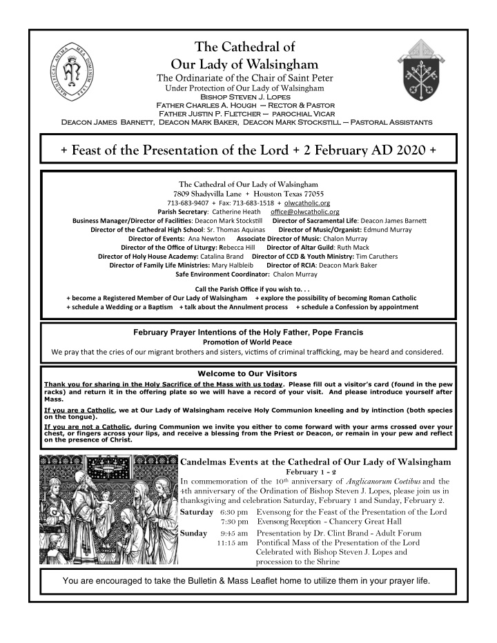 feast of the presentation of the lord 2 february ad 2020
