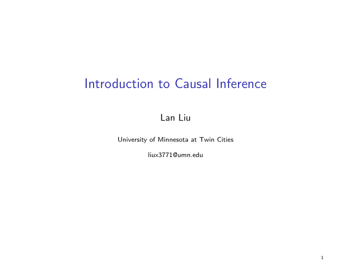 introduction to causal inference