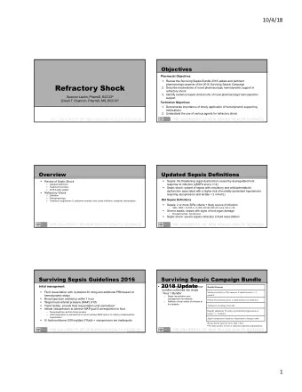 Refractory Shock  pharmacologic aspects of the 2016 Surviving Sepsis Campaign  2. Describe