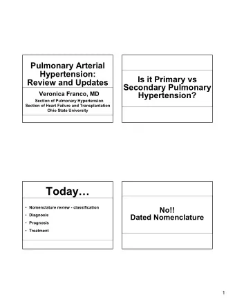 Today  Nomenclature review - classification  No!!  Diagnosis  Dated Nomenclature