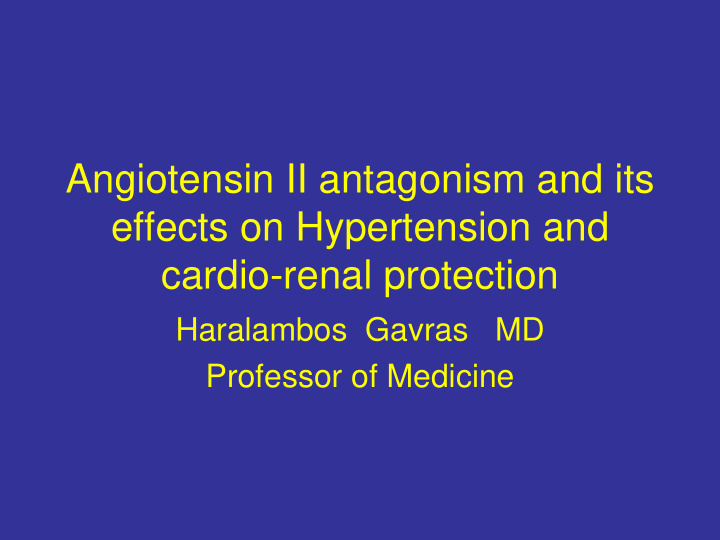 angiotensin ii antagonism and its effects on hypertension