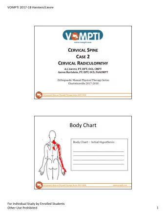 Body Chart  Orthopaedic Manual Physical Therapy Series 2017-2018