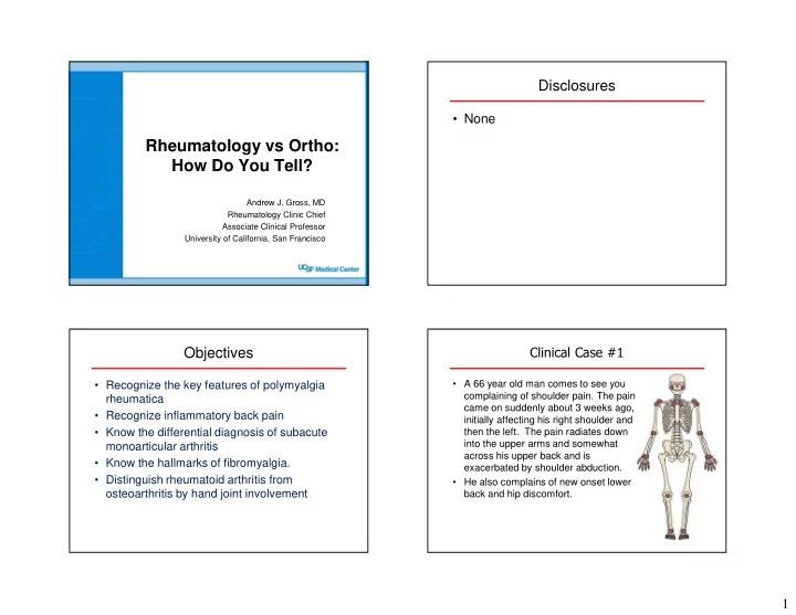 rheumatology vs ortho how do you tell