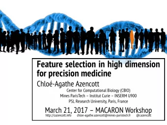 Feature selection in high dimension  for precision medicine  Chlo-Agathe Azencott  Center for