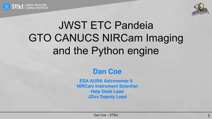 jwst etc pandeia gto canucs nircam imaging and the python