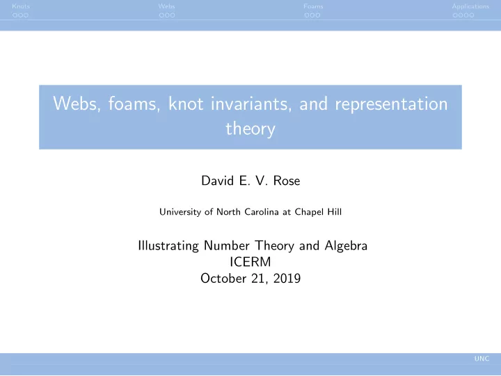 webs foams knot invariants and representation theory