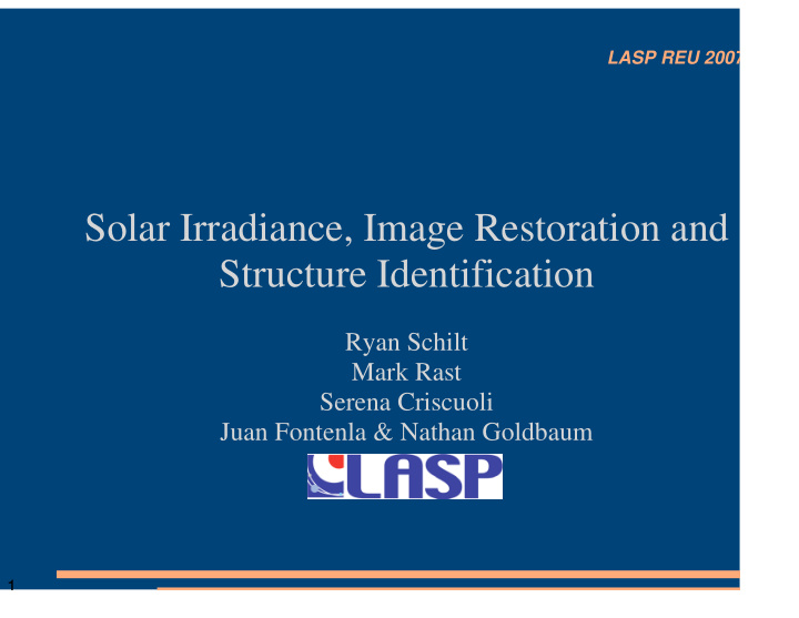 solar irradiance image restoration and structure