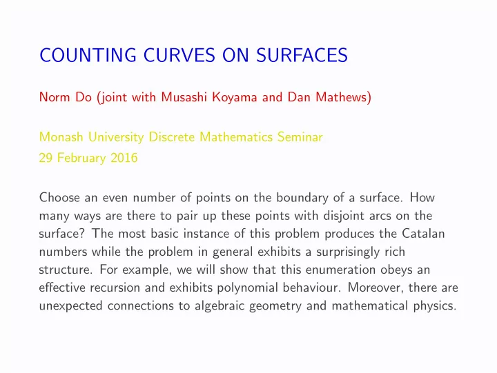 counting curves on surfaces