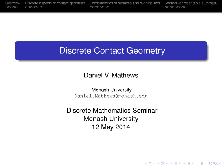 discrete contact geometry