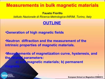 Measurements in bulk magnetic materials  Fausto Fiorillo  Istituto Nazionale di Ricerca