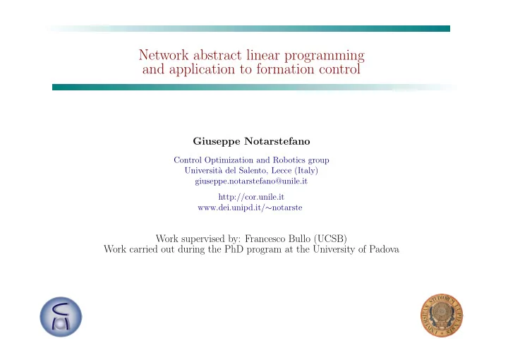 network abstract linear programming and application to